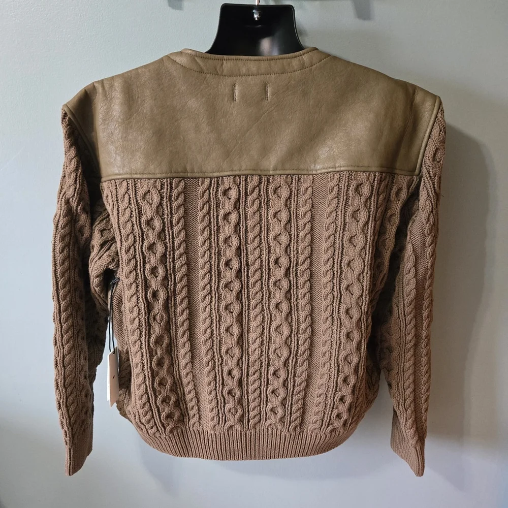 Honor The Gift Olive Vegan Leather Knit Sweater Jacket XL Urban Streetwear NWT